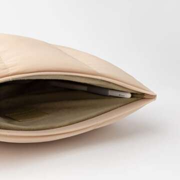 Comfyable Puffy Tablet Sleeve Bag Compatible for iPad Pro 13/12.9 Inch M4, iPad Air 13 Inch M2 2024 with Magic Keyboard, Quilted Puffer Puff Tablet Carrying Case for Women, Sand