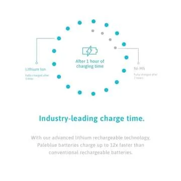 paleblue USB Rechargeable AAA Lithium Batteries, 1 Hour Charge Time, Recharge Over 1000 Times, 600 mAh, 4-in-1 USB-A to USB-C Charging Cable, 8 Pack