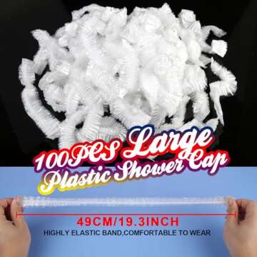 LEOBRO Shower Cap, Large Disposable Shower Caps, 100PCS Large Shower Caps for Women Disposable, Plas...