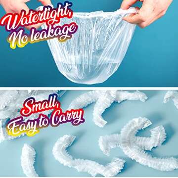 LEOBRO Shower Cap, Large Disposable Shower Caps, 100PCS Large Shower Caps for Women Disposable, Plastic Hair Caps for Shower, Thick Waterproof Plastic Shower Caps, Large Size 19.3 INCH