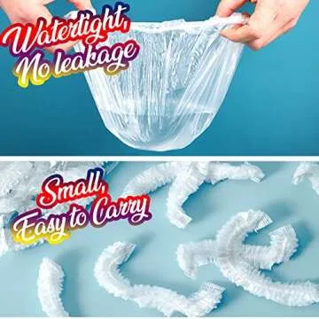 LEOBRO Shower Cap, Large Disposable Shower Caps, 100PCS Large Shower Caps for Women Disposable, Plastic Hair Caps for Shower, Thick Waterproof Plastic Shower Caps, Large Size 19.3 INCH