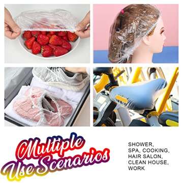 LEOBRO Shower Cap, Large Disposable Shower Caps, 100PCS Large Shower Caps for Women Disposable, Plastic Hair Caps for Shower, Thick Waterproof Plastic Shower Caps, Large Size 19.3 INCH