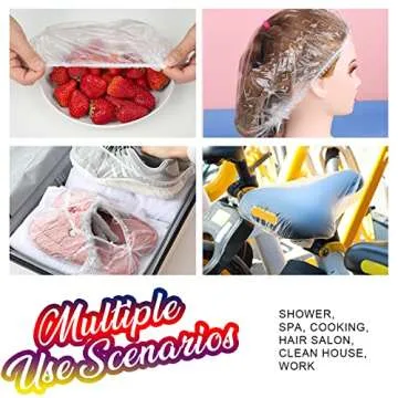 LEOBRO Shower Cap, Large Disposable Shower Caps, 100PCS Large Shower Caps for Women Disposable, Plastic Hair Caps for Shower, Thick Waterproof Plastic Shower Caps, Large Size 19.3 INCH