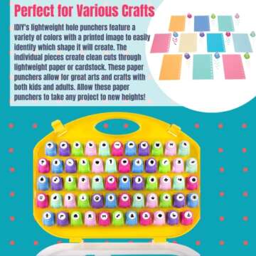 Scrapbook Paper Punch Set - 58 Mini Hole Punchers with Case