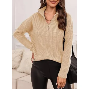 Stylish Quarter Zip Pullover Sweater for Women 2024