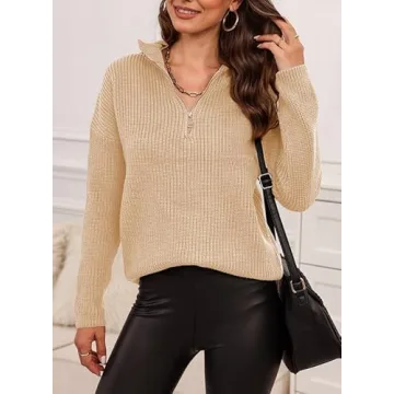 Stylish Quarter Zip Pullover Sweater for Women 2024