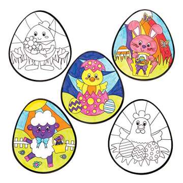 Baker Ross Easter Color in Window Decorations - Pack of 12, Easter Crafts for Kids to Decorate and Display (AW144)