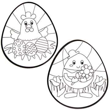 Baker Ross Easter Color in Window Decorations - Pack of 12, Easter Crafts for Kids to Decorate and Display (AW144)