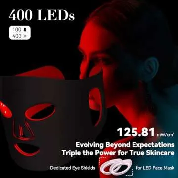 NVBOTY LED Face Mask Light Therapy, 4 Modes Portable Red Light Therapy for Face with 2000mAh Rechargeable Remote, Blue, Orange, 850NM Infrared & Red Light Mask, 400 LEDs for Anti-Aging, at Home