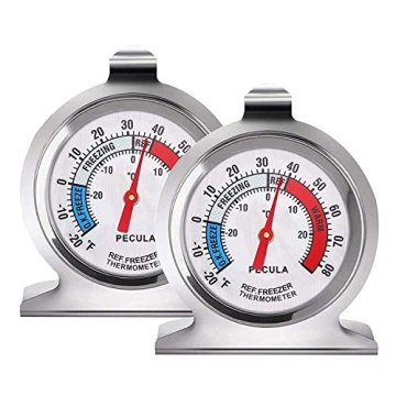 Refrigerator Thermometer 2 Pack with Large Dial