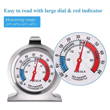 Refrigerator Thermometer 2 Pack with Large Dial