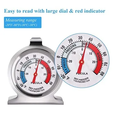 Refrigerator Thermometer 2 Pack with Large Dial