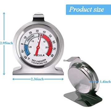 Refrigerator Thermometer 2 Pack with Large Dial