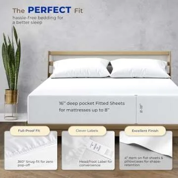 THREAD SPREAD 100% Pure Egyptian Cotton Sheets King Size - 1000 High Thread Count Sheets King, 6 PC White Luxury Hotel King Size Sheets Set, 16" Deep Pocket Sateen Weave Soft Cooling Bed Sheet Sets