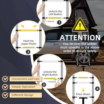 SDOER Telescoping Ladder: 12.5 FT Aluminum Extension Ladder Folding Compact Portable Anti-Slip Collapsible Ladders for Home Attic RV Loft Roof
