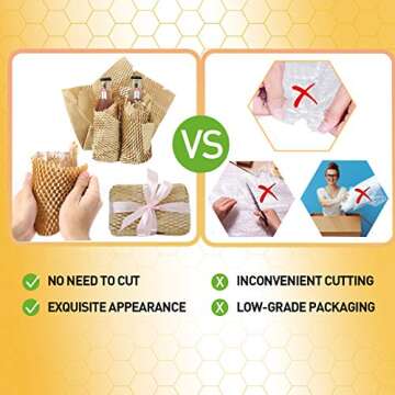 Packaging Paper Honeycomb Cushioning Wrap Paper Rolls 15"x98' Eco-Friendly Kraft Packaging Paper for Gift Moving Packing