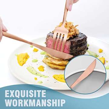 Lemeya Matte Rose Gold Silverware Set for 6 - Modern & Stylish