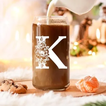 16 oz Monogrammed Glass Cup with Straw for Women