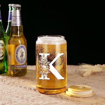 16 oz Monogrammed Glass Cup with Straw for Women