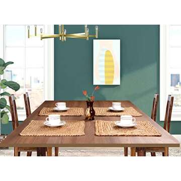 GLAMBURG Jute Braided Placemats Set of 4 Reversible, 100% Jute, Nonslip 13x13 Square Farmhouse Vintage Jute Placemats for Dining Table, Perfect for Indoor Outdoor, Natural