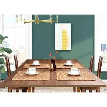 GLAMBURG Jute Braided Placemats Set of 4 Reversible, 100% Jute, Nonslip 13x13 Square Farmhouse Vintage Jute Placemats for Dining Table, Perfect for Indoor Outdoor, Natural