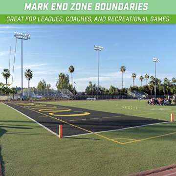 GoSports Football End Zone Pylons - Set of 4, Regulation 18 Inch x 4 Inch Sand Weighted Anchorless Football Field Markers