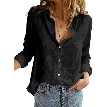 Astylish Women's V Neck Roll-Up Sleeve Blouse for Work