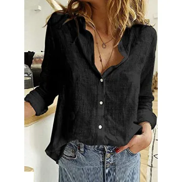 Astylish Women's V Neck Roll-Up Sleeve Blouse for Work
