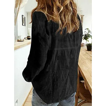 Astylish Women's V Neck Roll-Up Sleeve Blouse for Work