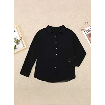 Astylish Women's V Neck Roll-Up Sleeve Blouse for Work