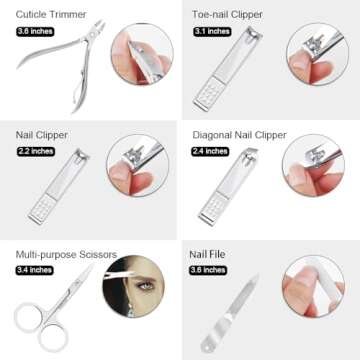 ZIZZON Nail Clippers Kit Manicure Pedicure Set with Holographic Case(Purple)