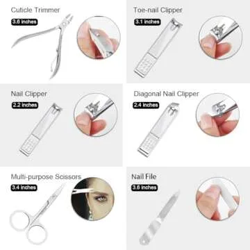 ZIZZON Nail Clippers Kit Manicure Pedicure Set with Holographic Case(Purple)