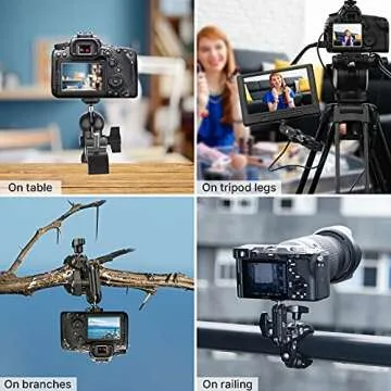 R094 Super Clamp Multi-Functional Camera C Clamp Mount, 1/4" Ball Head Monitor Mount 3/8" Hole Adjus...