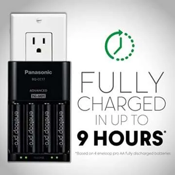 Panasonic K-KJ17KHCA4A Advanced Individual Cell Battery Charger Pack with 4 AA eneloop pro High Capacity Ni-MH Rechargeable Batteries