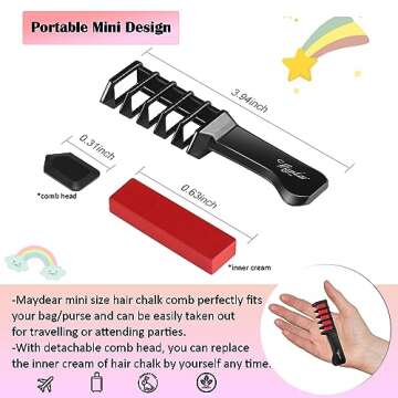 Maydear Hair Chalk Comb for Kids Girls, Temporary Hair Color Kit Non Toxic Washable Hair Dye for Age...