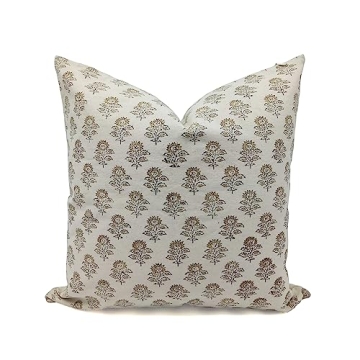 Fabritual Off White Linen Throw Pillowcase Cover 14X14 Bedroom Pillow Handloom Print, Cushion Cover ...