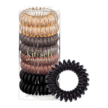 Kitsch Spiral Hair Ties - No Damage, No Crease, 8pcs Brunette