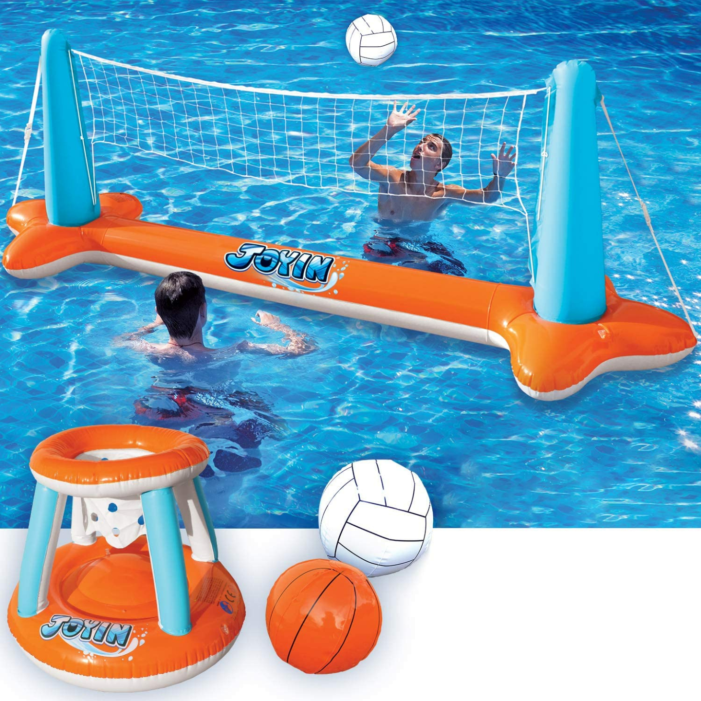 Inflatable Volleyball & Basketball Pool Float Set