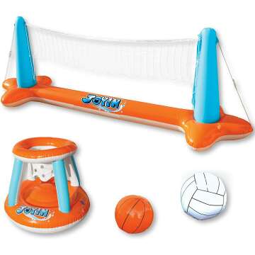 Inflatable Volleyball & Basketball Pool Float Set