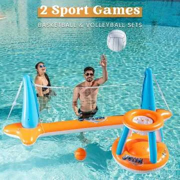 Inflatable Volleyball & Basketball Pool Float Set