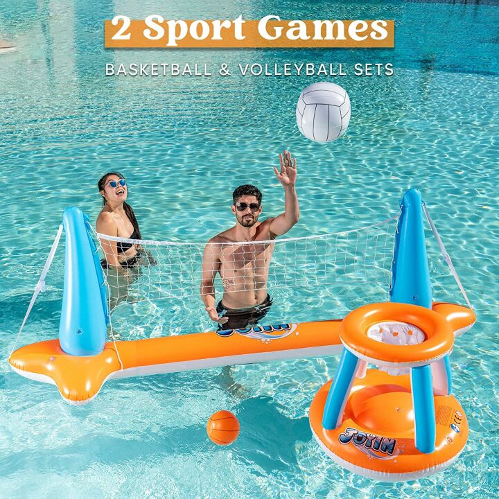 Inflatable Volleyball & Basketball Pool Float Set