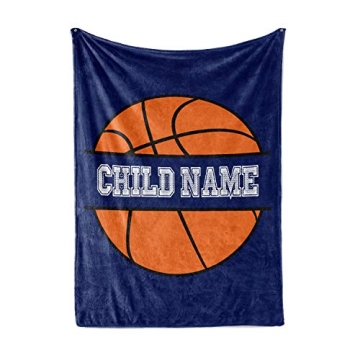 Personalized Basketball Fleece & Sherpa Throw Blanket for Kids - Cozy Gift
