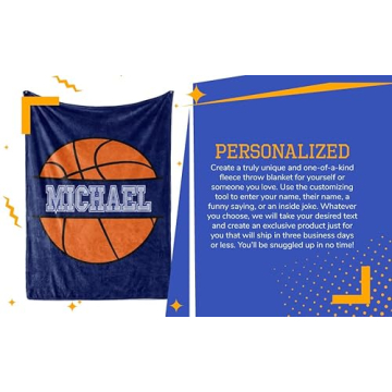 Personalized Basketball Fleece Blanket for Kids - Cozy Gift