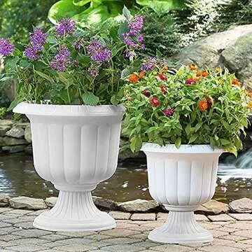Novelty Classic Urn Garden Pot/Planter, Plastic ( Pack of 2) (Stone, 19")2