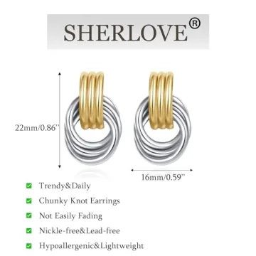 Trendy SHERLOVE Gold Earrings for Women - Fashion Jewelry