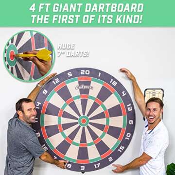 GoSports Giant 3 ft or 4 ft Cork Dartboards - Includes 12 Giant Darts and Scoreboard - New Fun Twist...
