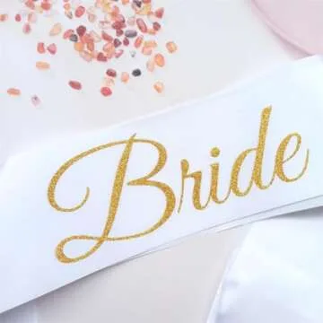 Magnusson's Garden Bride Sash, White and Gold Glitter Bachelorette Party Sash for Future Mrs, Bridal...