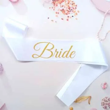 Magnusson's Garden Bride Sash - White & Gold Glitter