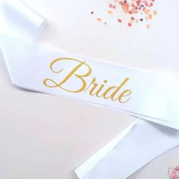 Magnusson's Garden Bride Sash - White & Gold Glitter