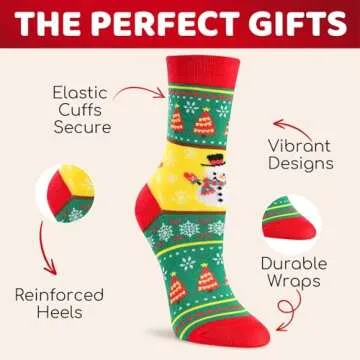 HAPPYPOP Christmas Gifts Stocking Socks for Girls Boys - Secret Santa Socks Xmas Stocking Stuffers for Little Kids, 4 Pack of Christmas Socks for 4-6 Years